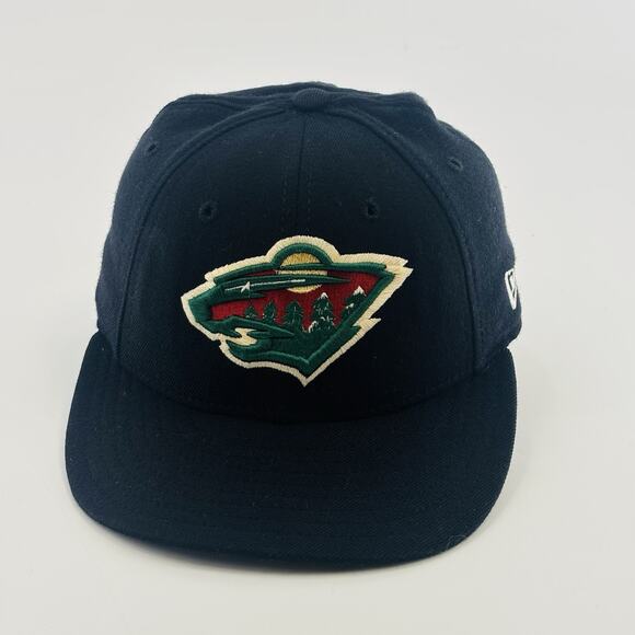 Vintage Minnesota Wild Hat Cap Fitted 7 1/2 Black Wool NHL New Era USA - Picture 1 of 6